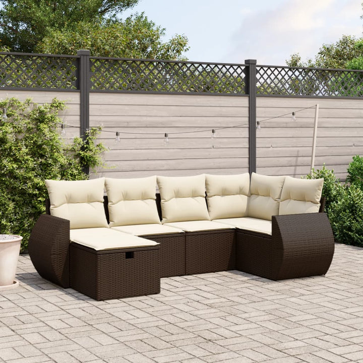 Set Mobilier De Grădină Cu Perne, 6 Piese, Negru, Poliratan