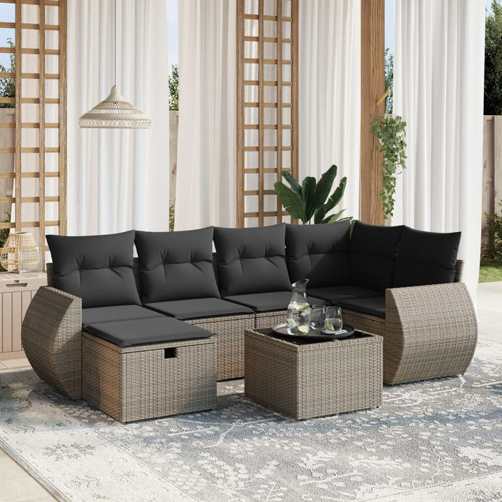 Set Mobilier De Grădină Cu Perne, 6 Piese, Negru, Poliratan