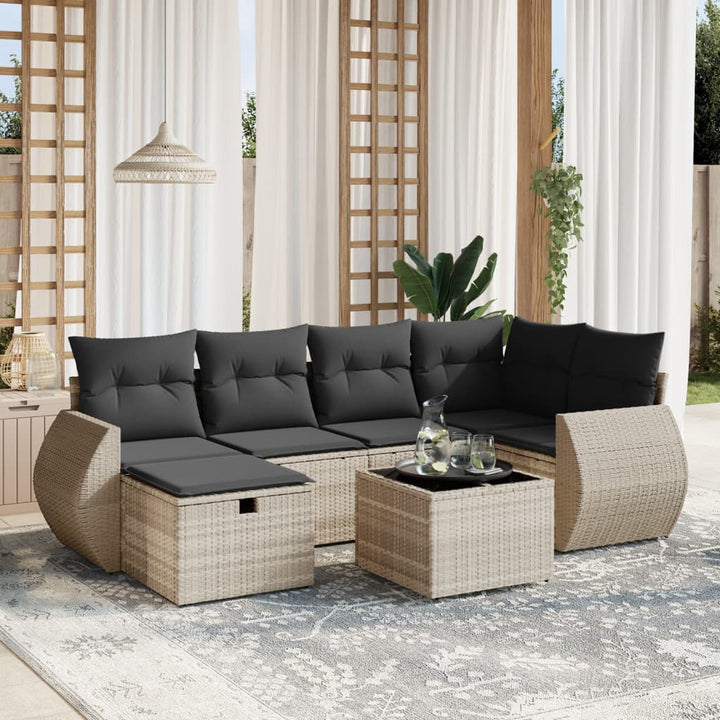 Set Mobilier De Grădină Cu Perne, 6 Piese, Negru, Poliratan