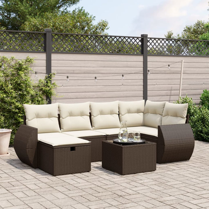 Set Mobilier De Grădină Cu Perne, 6 Piese, Negru, Poliratan