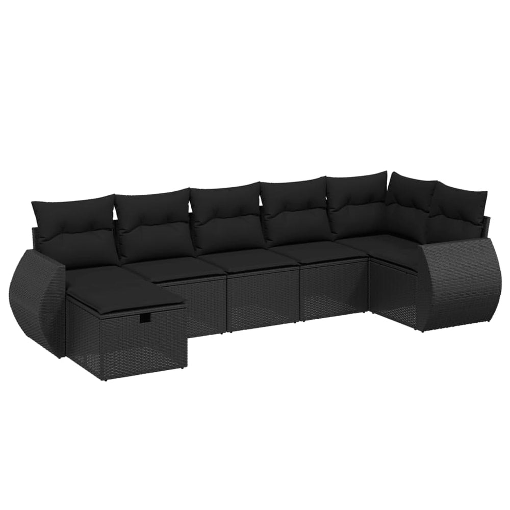 Set Canapele De Grădină Cu Perne, 7 Piese, , Poliratan