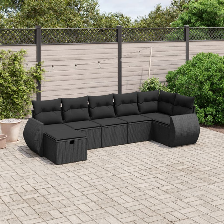 Set Canapele De Grădină Cu Perne, 7 Piese, , Poliratan
