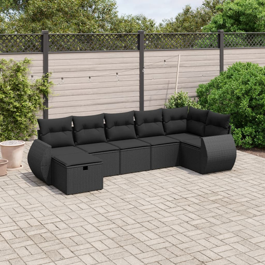 Set Canapele De Grădină Cu Perne, 7 Piese, , Poliratan