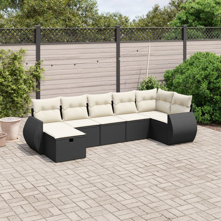 Set Canapele De Grădină Cu Perne, 7 Piese, , Poliratan