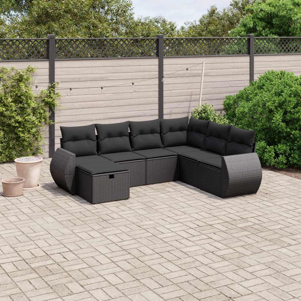 Set Canapele De Grădină, 8 Piese, Cu Perne, Bej, Poliratan