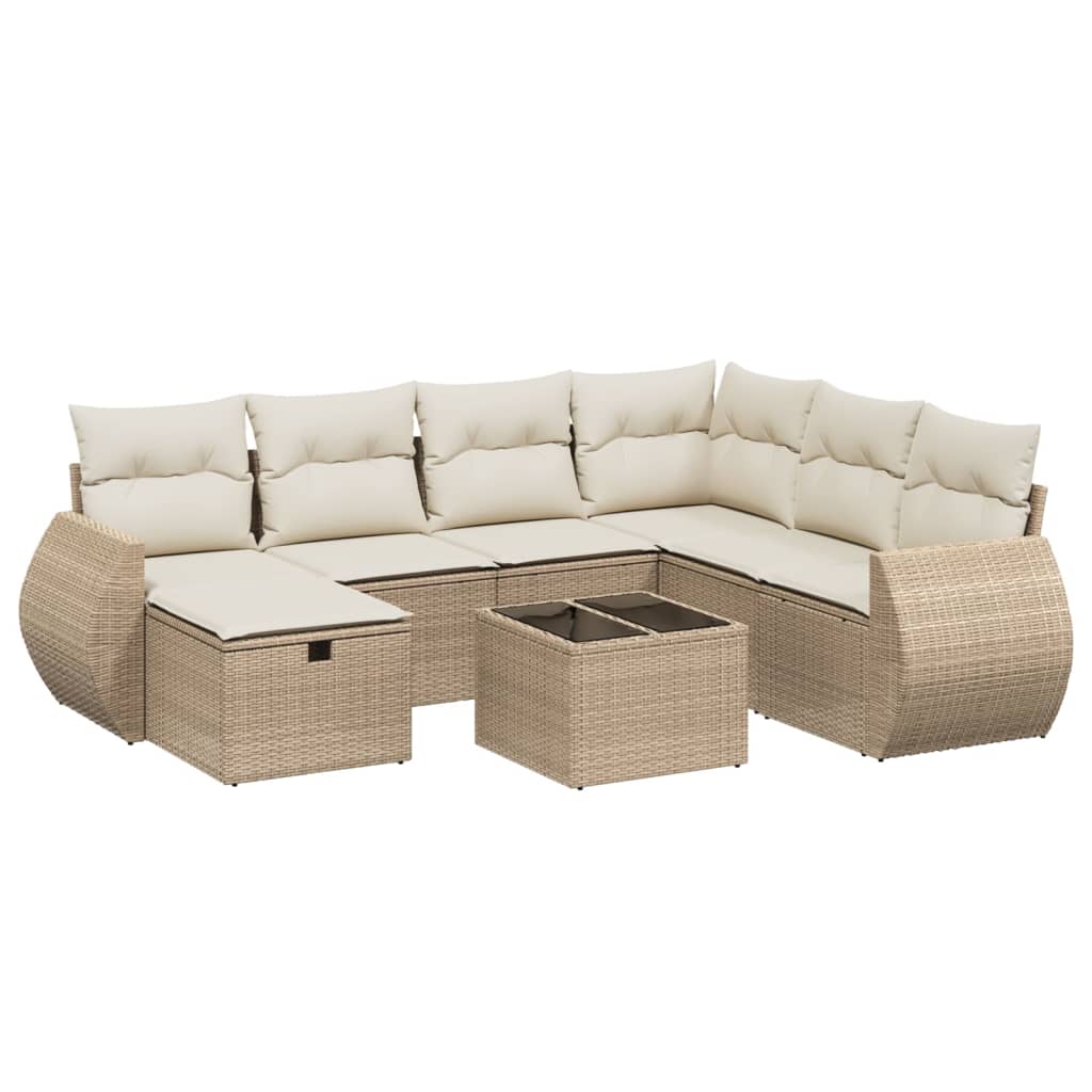 Set Canapele De Grădină, 8 Piese, Cu Perne, Bej, Poliratan