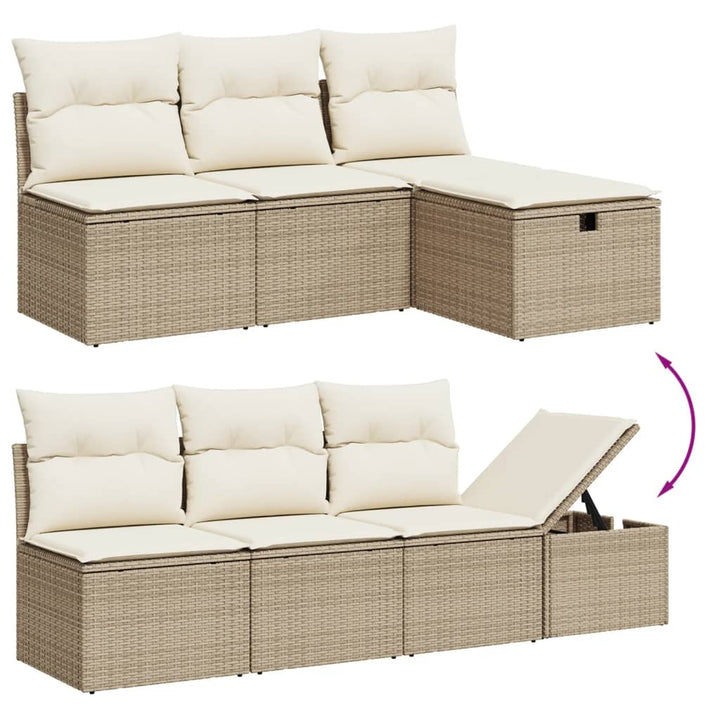 Set Canapele De Grădină, 8 Piese, Cu Perne, Bej, Poliratan