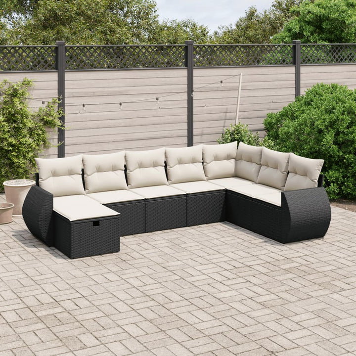 Set Mobilier De Grădină Cu Perne, 9 Piese, Negru, Poliratan