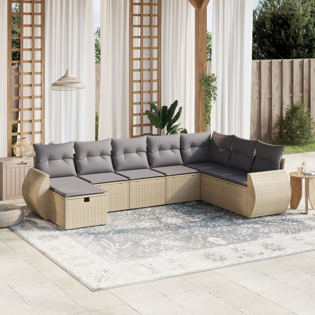 Set Mobilier De Grădină Cu Perne, 9 Piese, Negru, Poliratan