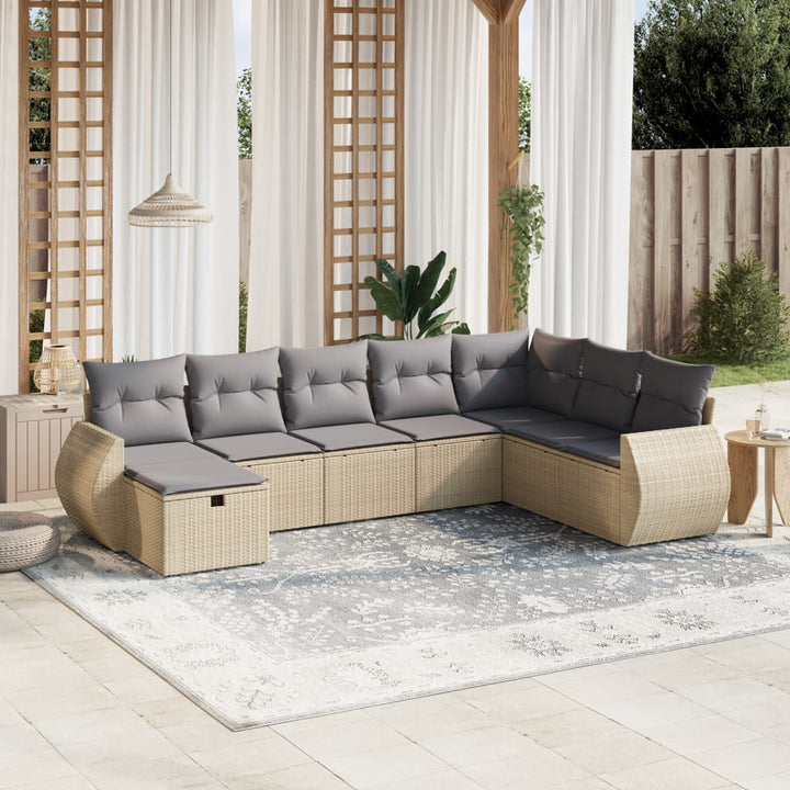 Set Mobilier De Grădină Cu Perne, 9 Piese, Negru, Poliratan