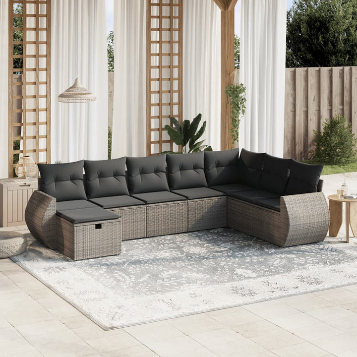 Set Mobilier De Grădină Cu Perne, 9 Piese, Negru, Poliratan
