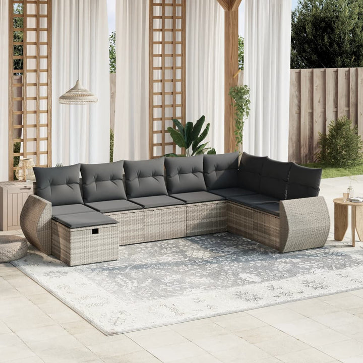 Set Mobilier De Grădină Cu Perne, 9 Piese, Negru, Poliratan