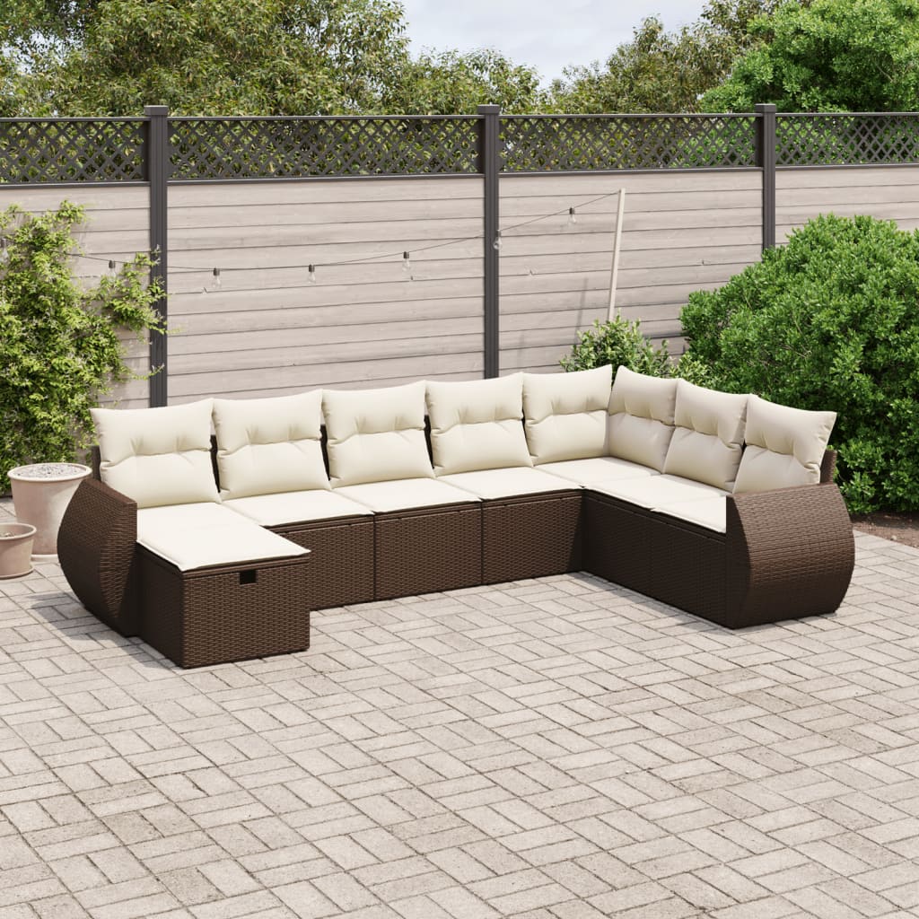 Set Mobilier De Grădină Cu Perne, 9 Piese, Negru, Poliratan