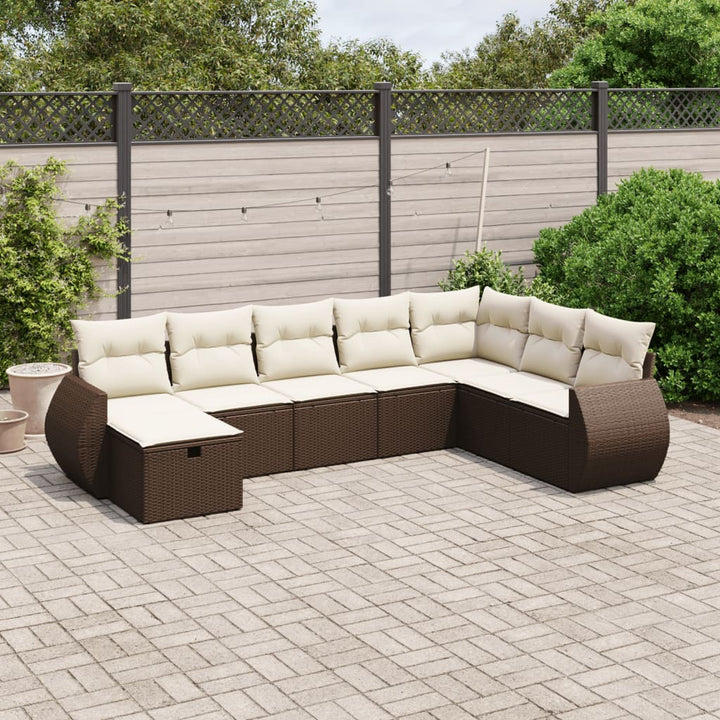Set Mobilier De Grădină Cu Perne, 9 Piese, Negru, Poliratan