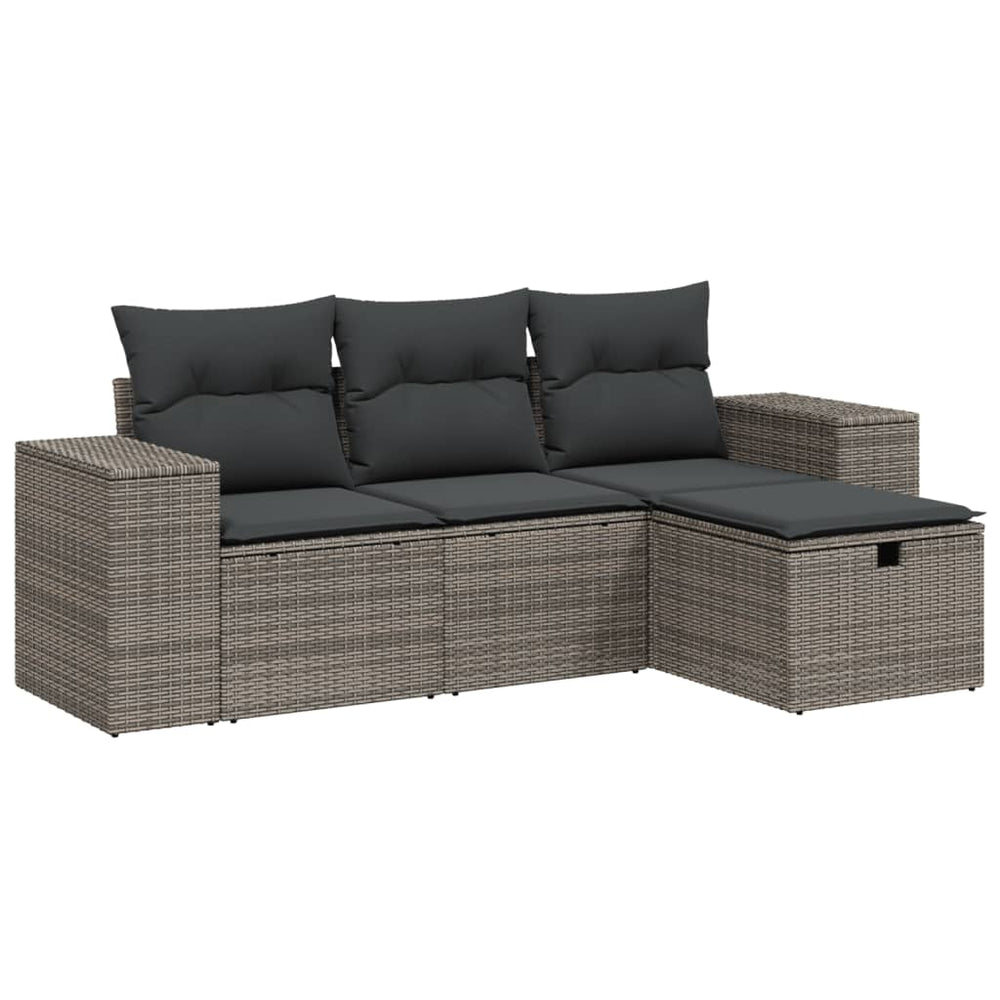 Set Canapea De Grădină Cu Perne, 4 Piese, , Poliratan