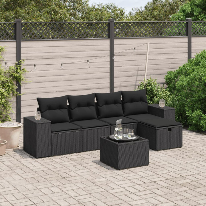 Set Canapele De Grădină Cu Perne, 5 Piese, Maro, Poliratan