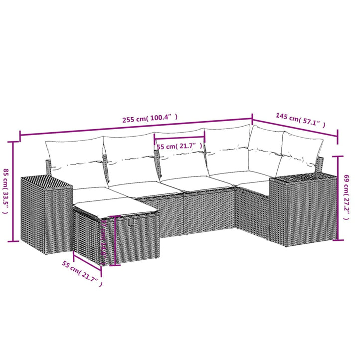 Set Mobilier De Grădină Cu Perne, 6 Piese, Negru, Poliratan