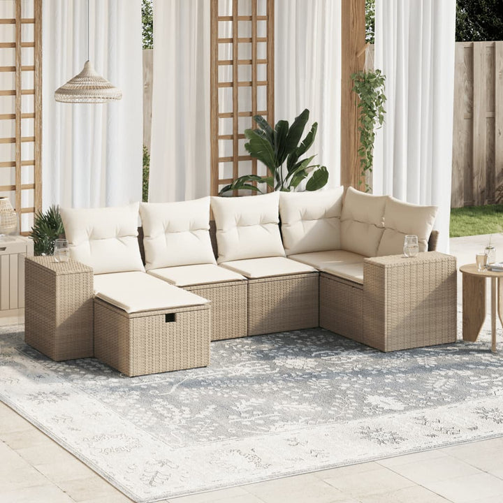 Set Mobilier De Grădină Cu Perne, 6 Piese, Negru, Poliratan