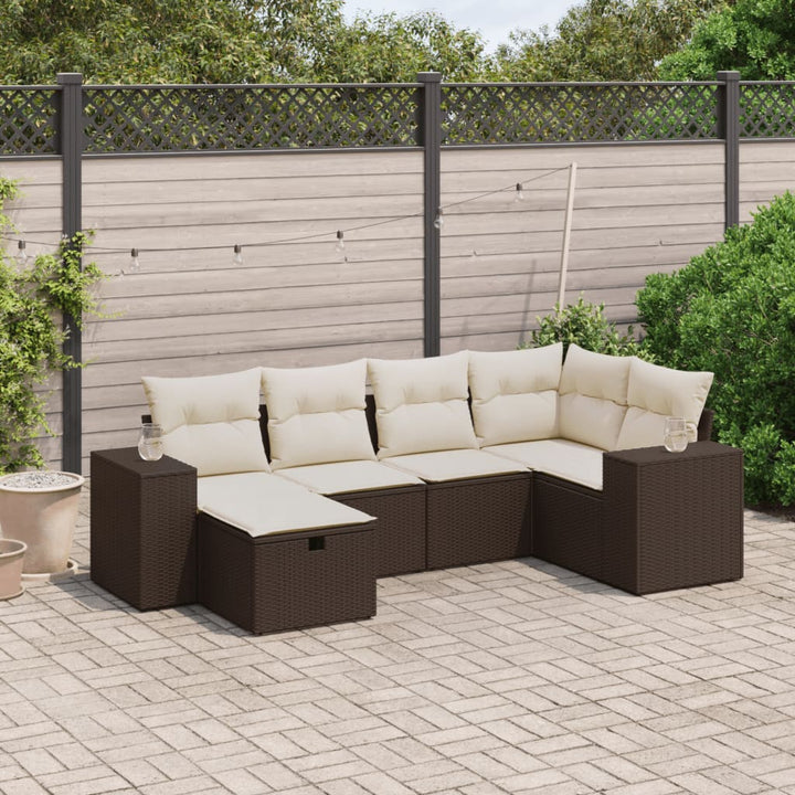 Set Mobilier De Grădină Cu Perne, 6 Piese, Negru, Poliratan