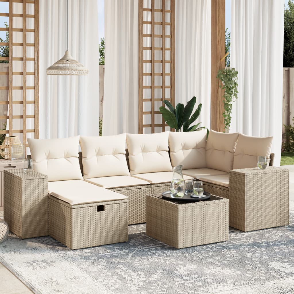 Set Mobilier De Grădină Cu Perne, 6 Piese, Negru, Poliratan