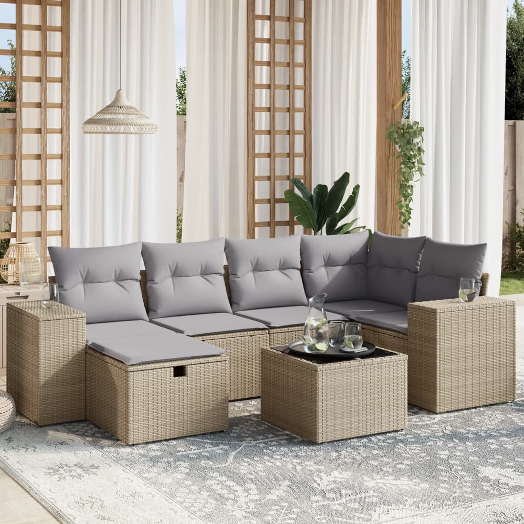 Set Mobilier De Grădină Cu Perne, 6 Piese, Negru, Poliratan