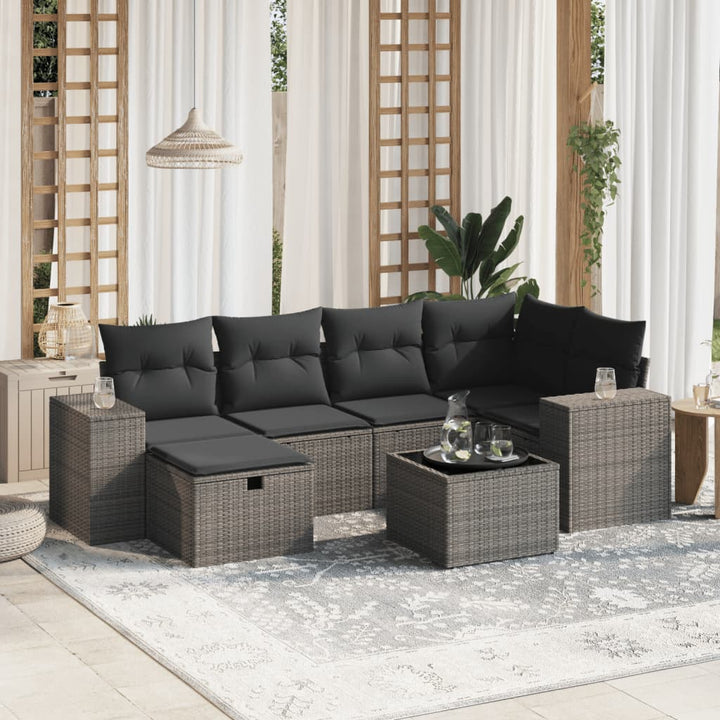 Set Mobilier De Grădină Cu Perne, 6 Piese, Negru, Poliratan