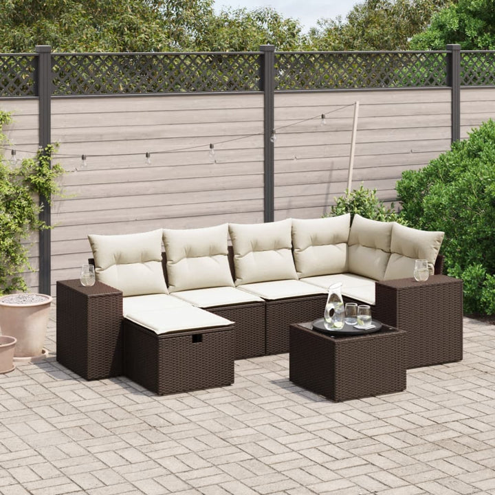 Set Mobilier De Grădină Cu Perne, 6 Piese, Negru, Poliratan