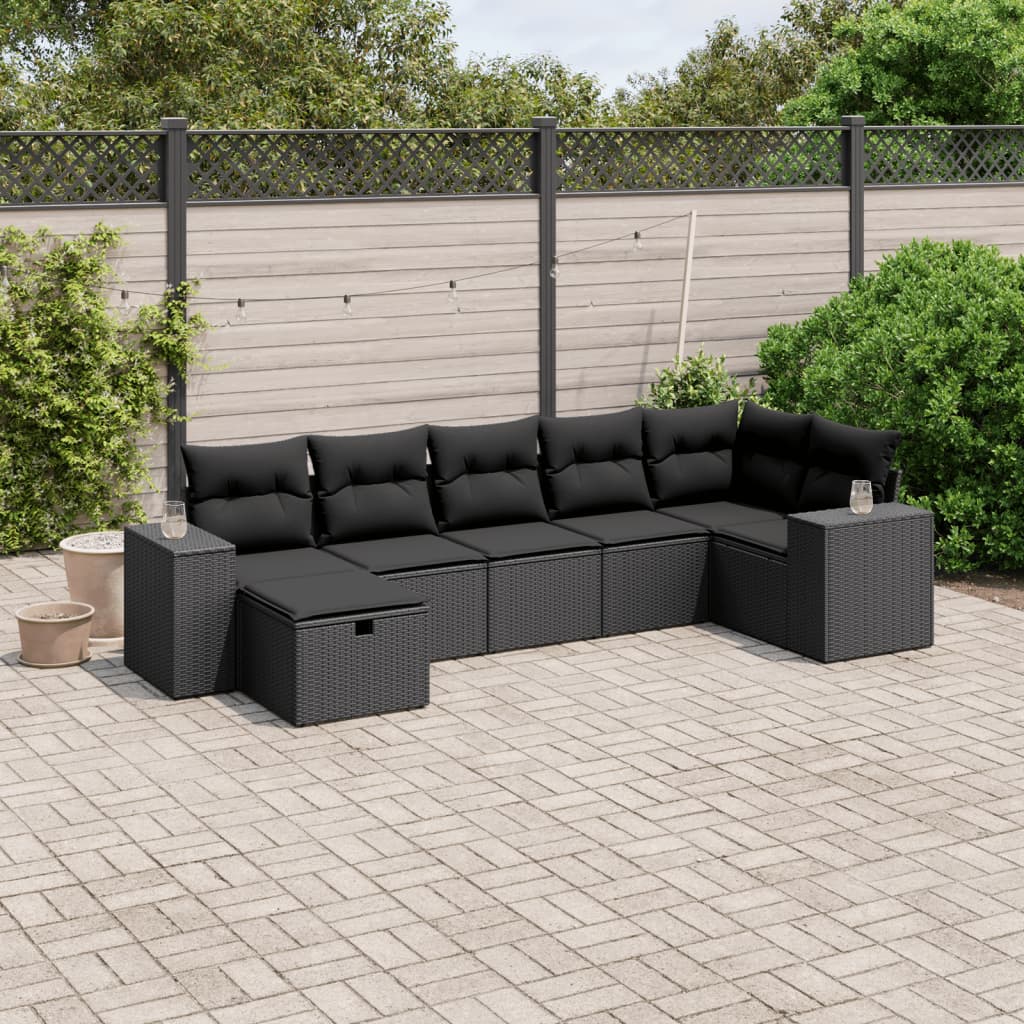 Set Canapele De Grădină Cu Perne, 8 Piese, Maro, Poliratan