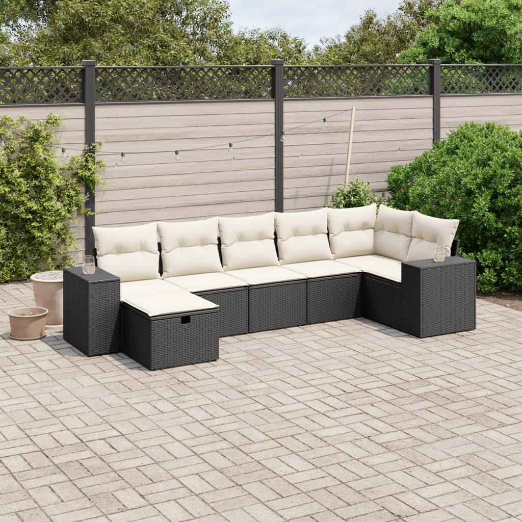 Set Canapele De Grădină Cu Perne, 8 Piese, Maro, Poliratan