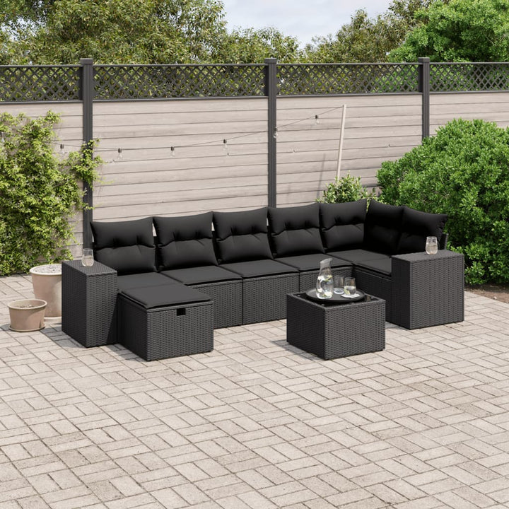 Set Canapele De Grădină Cu Perne, 8 Piese, Maro, Poliratan