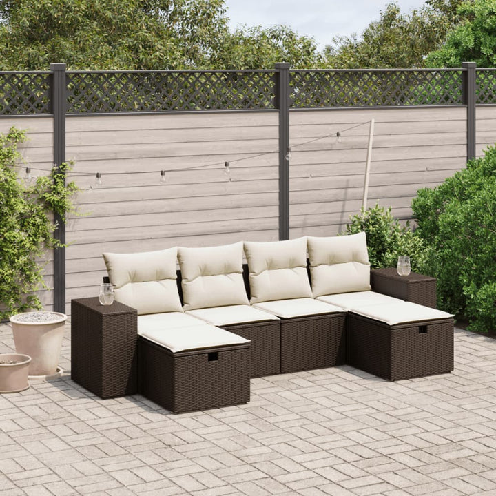 Set Mobilier De Grădină Cu Perne, 6 Piese, Negru, Poliratan