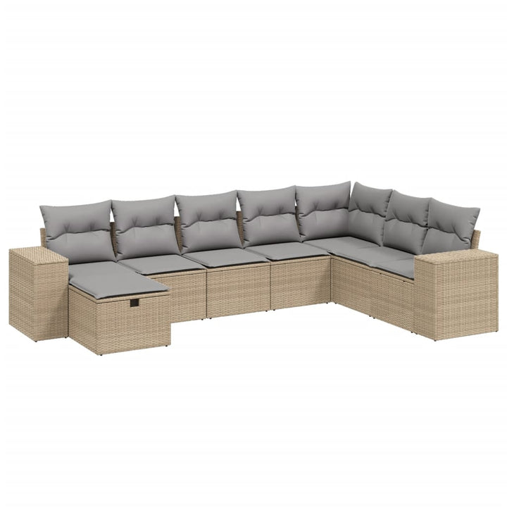 Set Canapele De Grădină, 8 Piese, Cu Perne, Bej, Poliratan