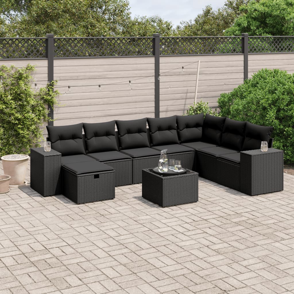 Set Canapele De Grădină, 8 Piese, Cu Perne, Bej, Poliratan