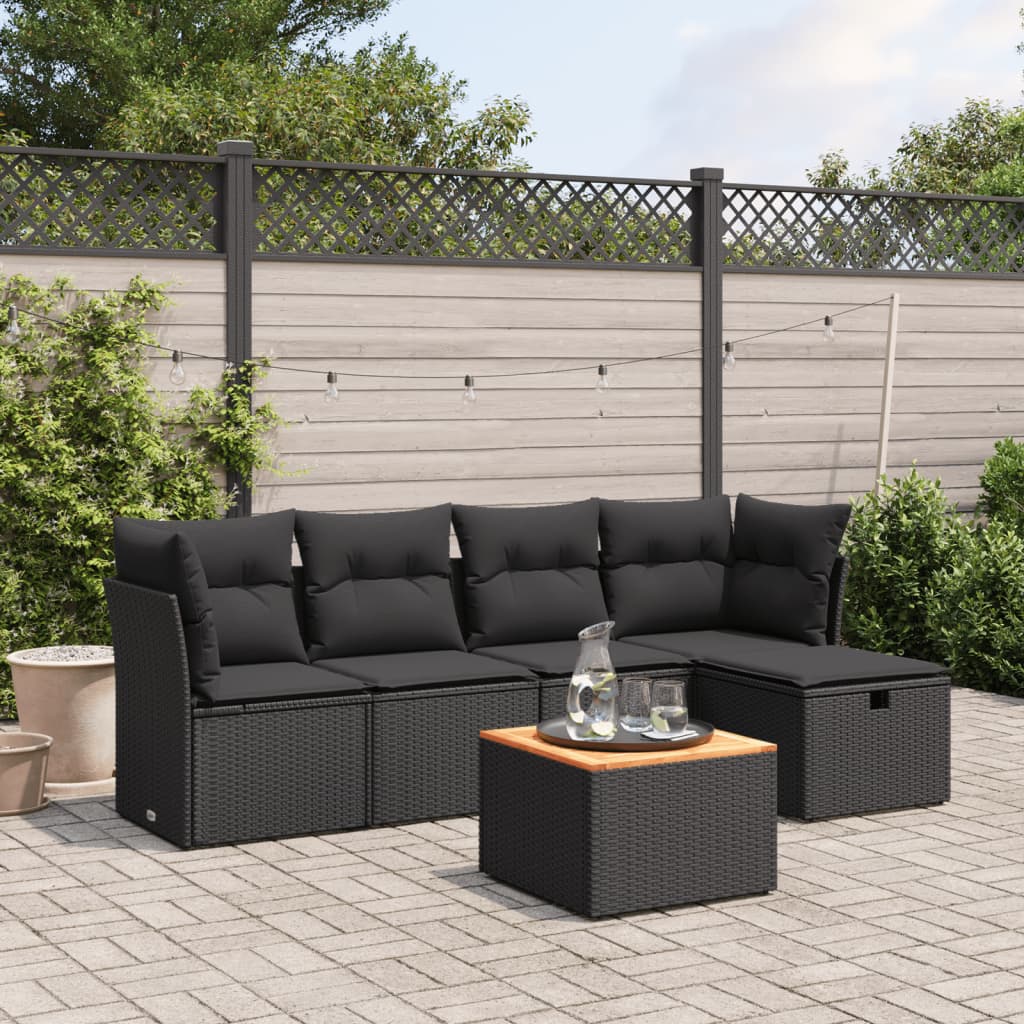 Set Mobilier Grădină Cu Perne, 6 Piese, , Poliratan