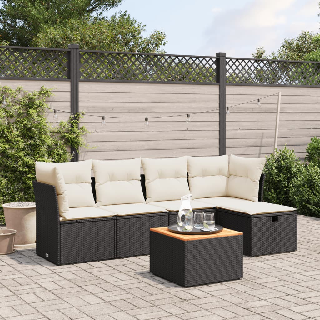Set Mobilier Grădină Cu Perne, 6 Piese, , Poliratan