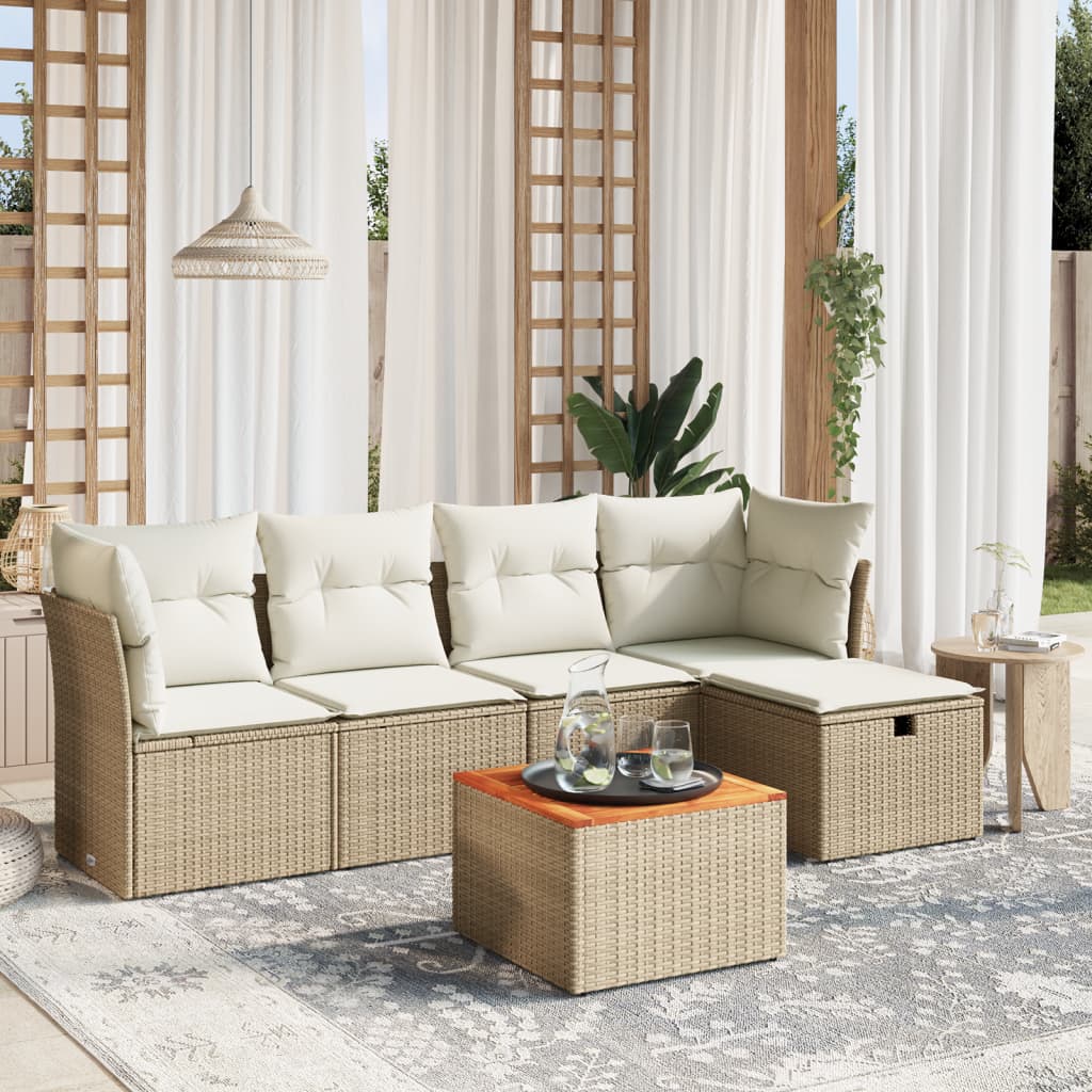 Set Mobilier Grădină Cu Perne, 6 Piese, , Poliratan