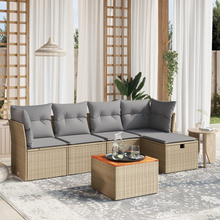 Set Mobilier Grădină Cu Perne, 6 Piese, , Poliratan