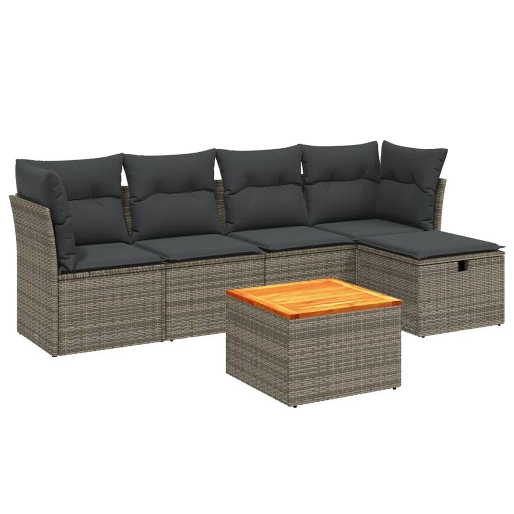 Set Mobilier Grădină Cu Perne, 6 Piese, , Poliratan