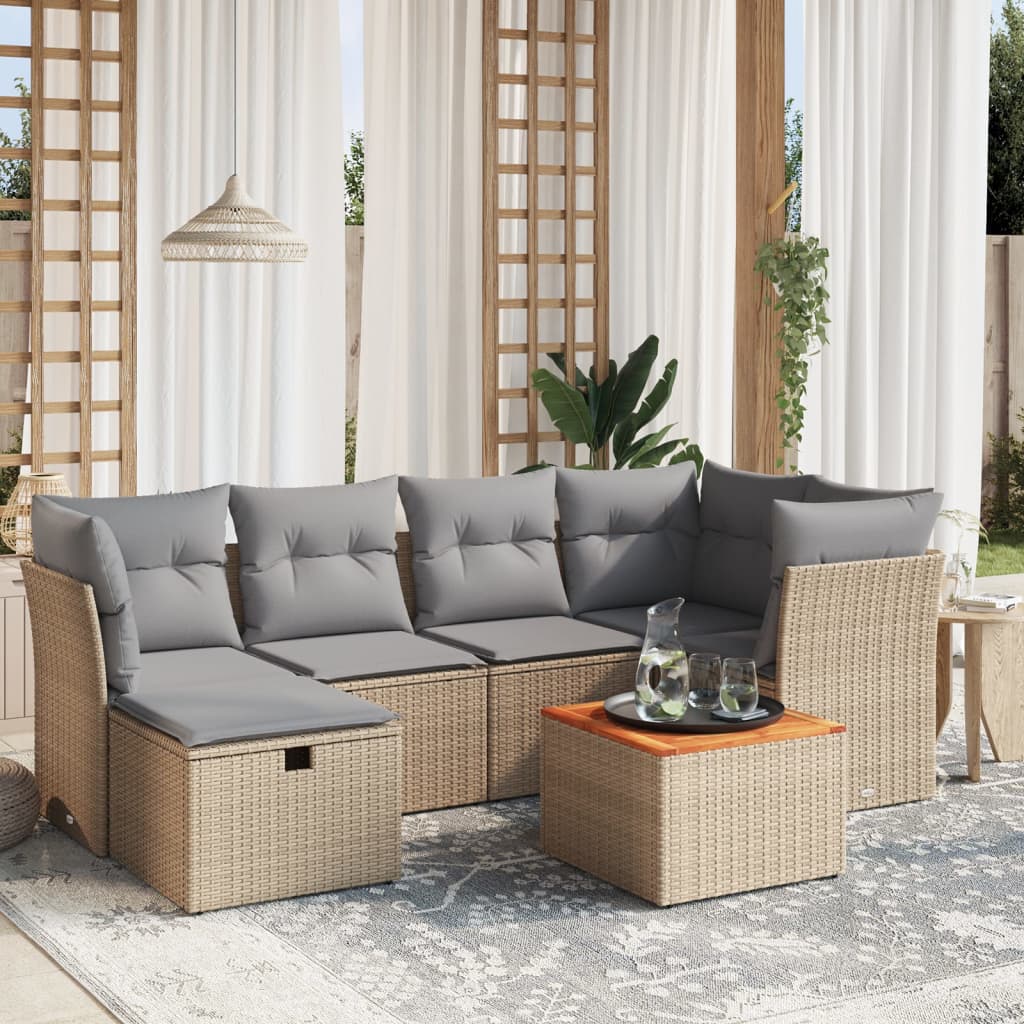Set Canapele De Grădină Cu Perne, 7 Piese, , Poliratan