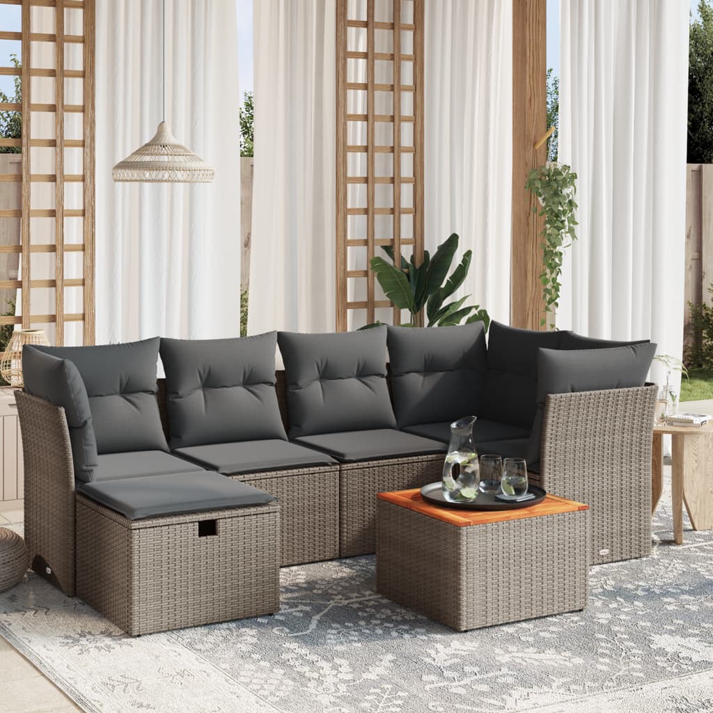 Set Canapele De Grădină Cu Perne, 7 Piese, , Poliratan