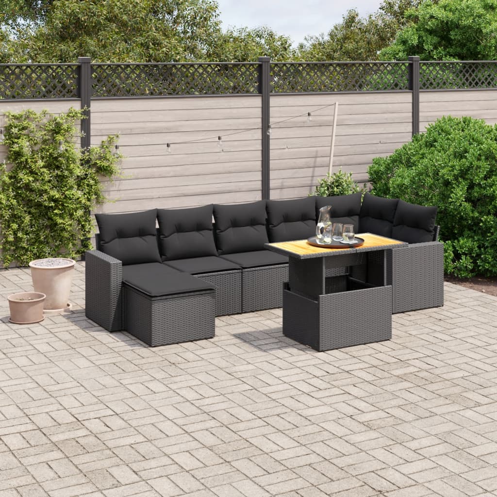 Set Canapele De Grădină Cu Perne, 8 Piese, Gri, Poliratan