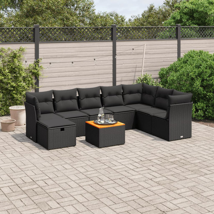 Set Canapele De Grădină, 9 Piese, Cu Perne, , Poliratan