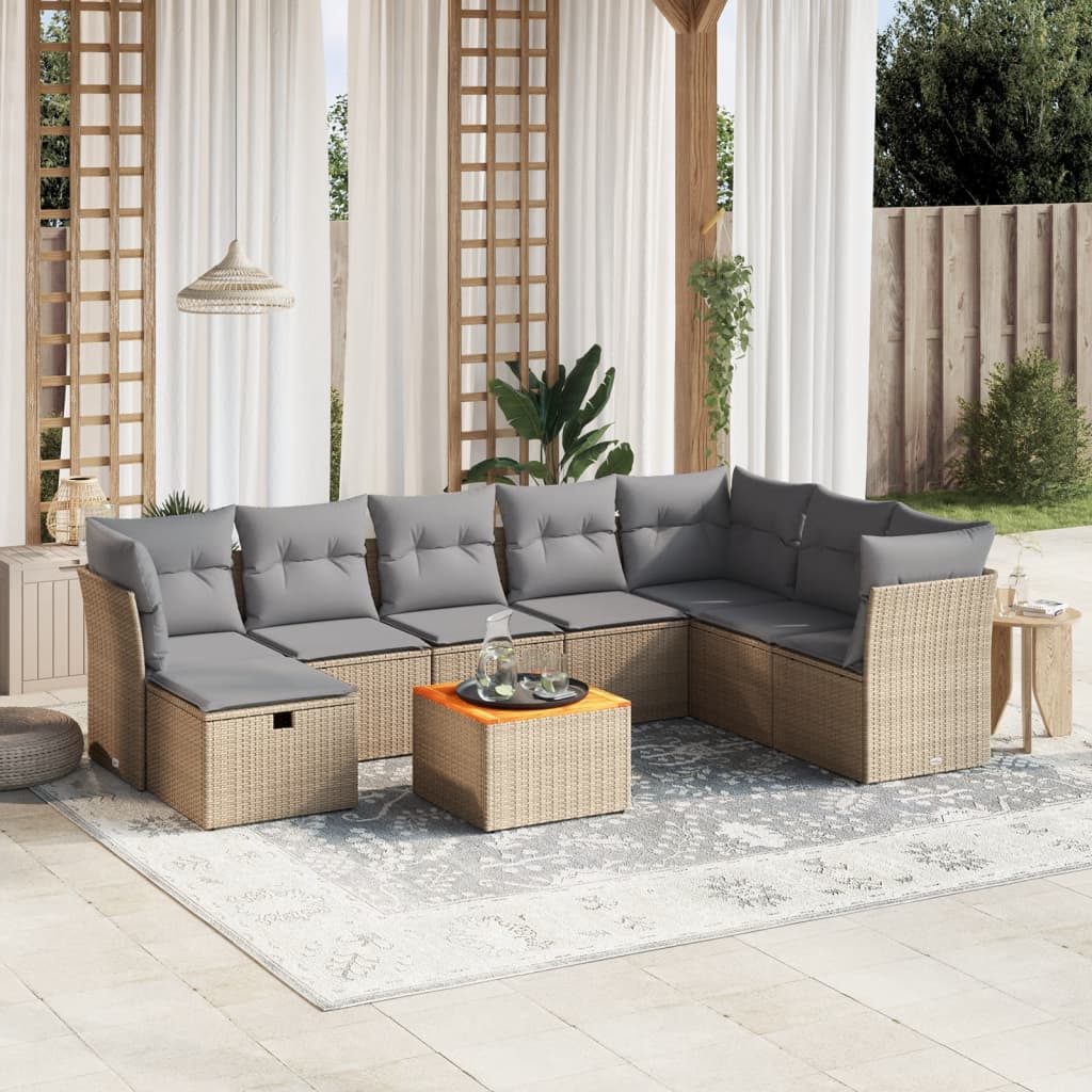 Set Canapele De Grădină, 9 Piese, Cu Perne, , Poliratan