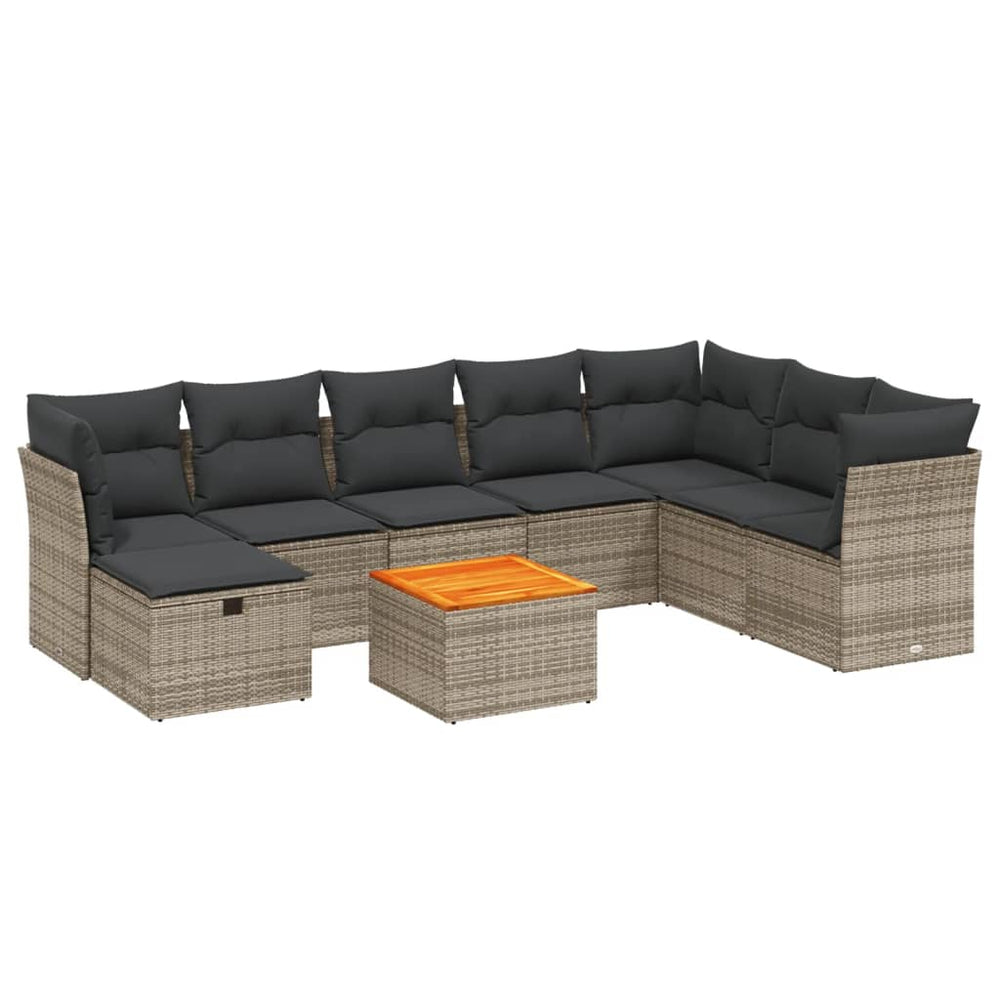 Set Canapele De Grădină, 9 Piese, Cu Perne, , Poliratan