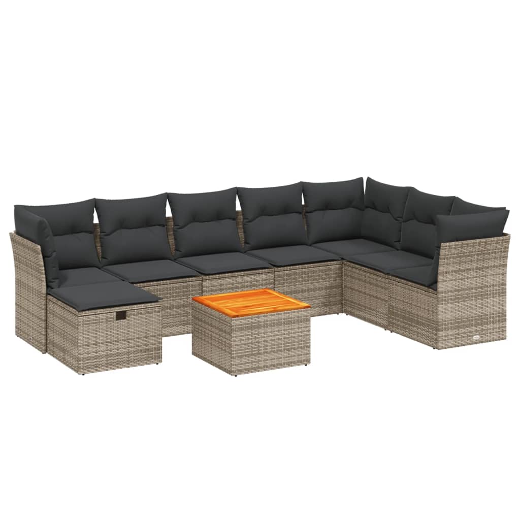 Set Canapele De Grădină, 9 Piese, Cu Perne, , Poliratan