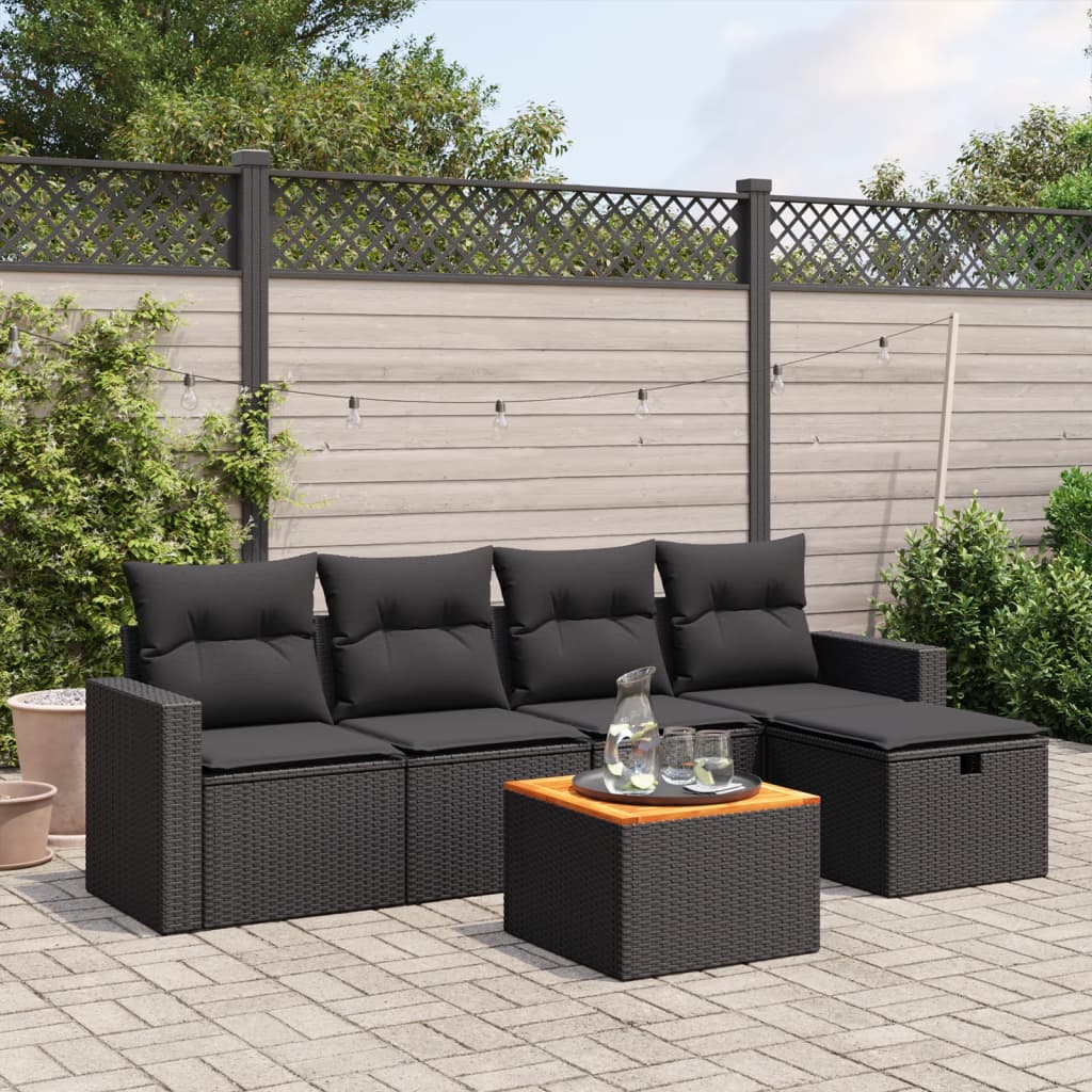 Set Mobilier Grădină Cu Perne, 6 Piese, , Poliratan