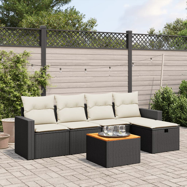 Set Mobilier Grădină Cu Perne, 6 Piese, , Poliratan