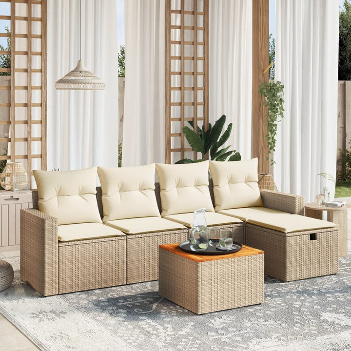 Set Mobilier Grădină Cu Perne, 6 Piese, , Poliratan