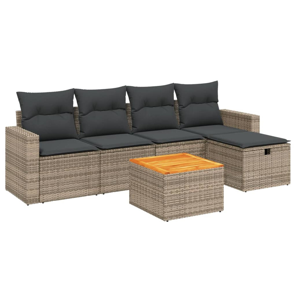 Set Mobilier Grădină Cu Perne, 6 Piese, , Poliratan