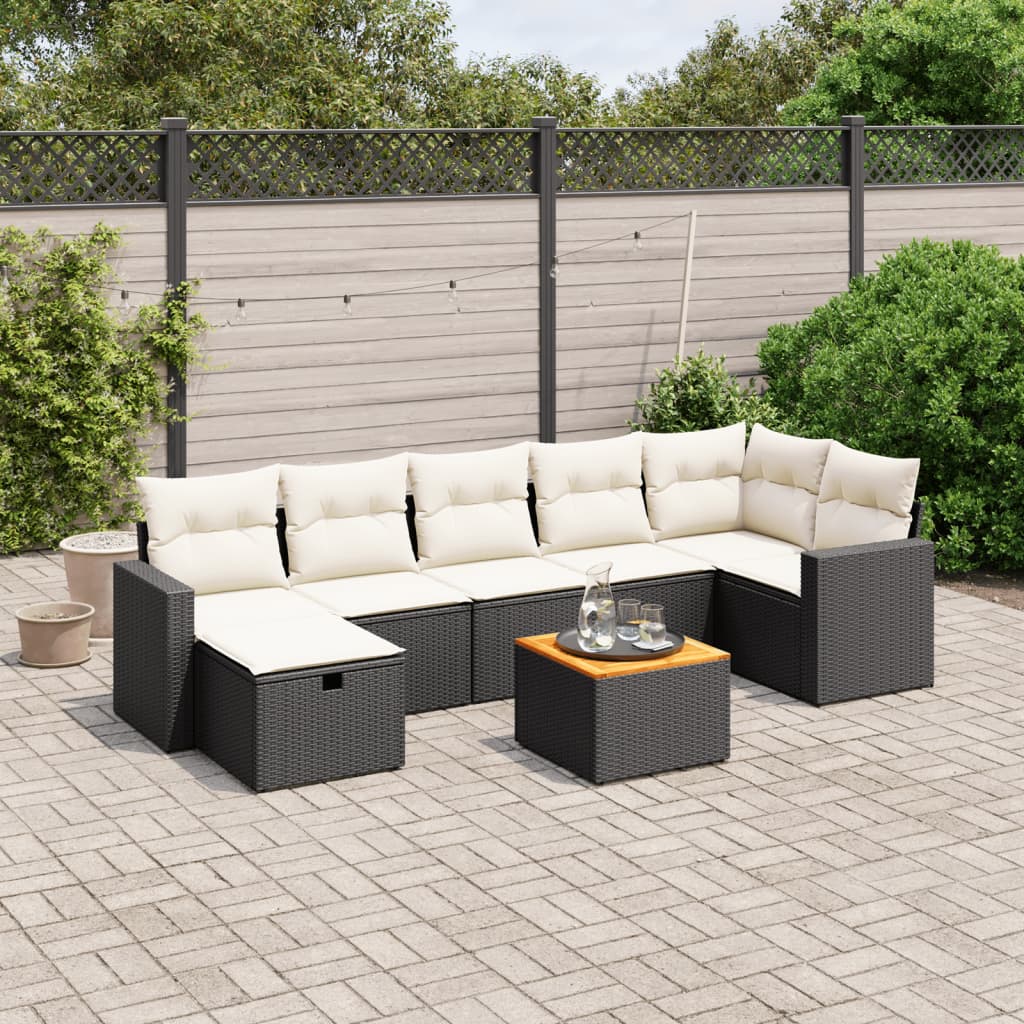Set Canapele De Grădină Cu Perne, 8 Piese, Gri, Poliratan